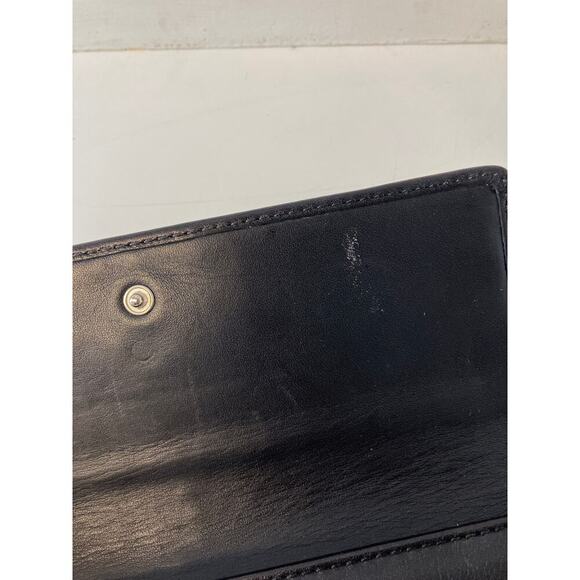 COACH LARGE BLACK SMOOTH LEATHER WALLET WITH EMBOSSED LOGO - Picture 13 of 14